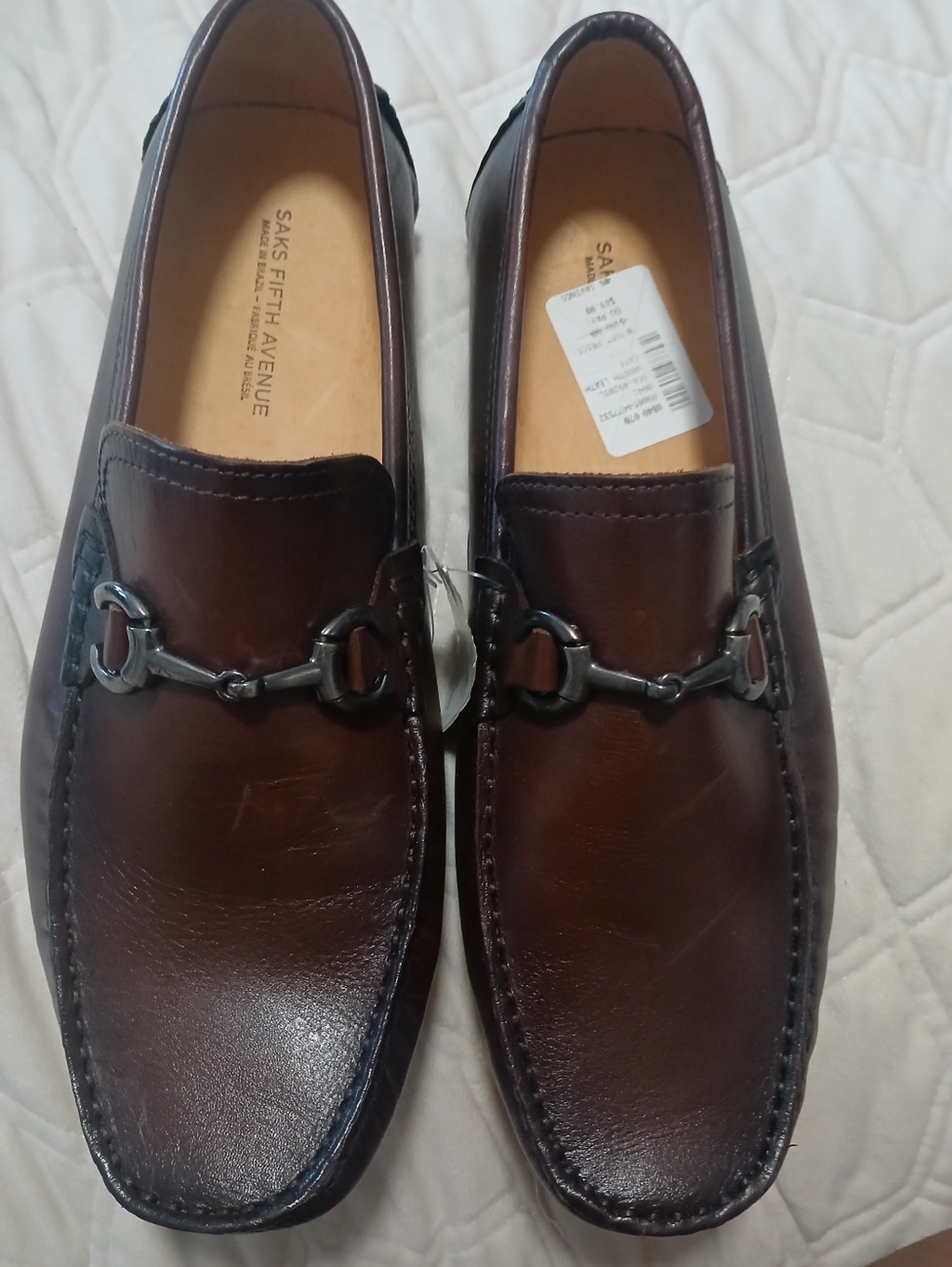 Saks FIFTH AVE Men's Brown Leather Casual Slip-On Loafers